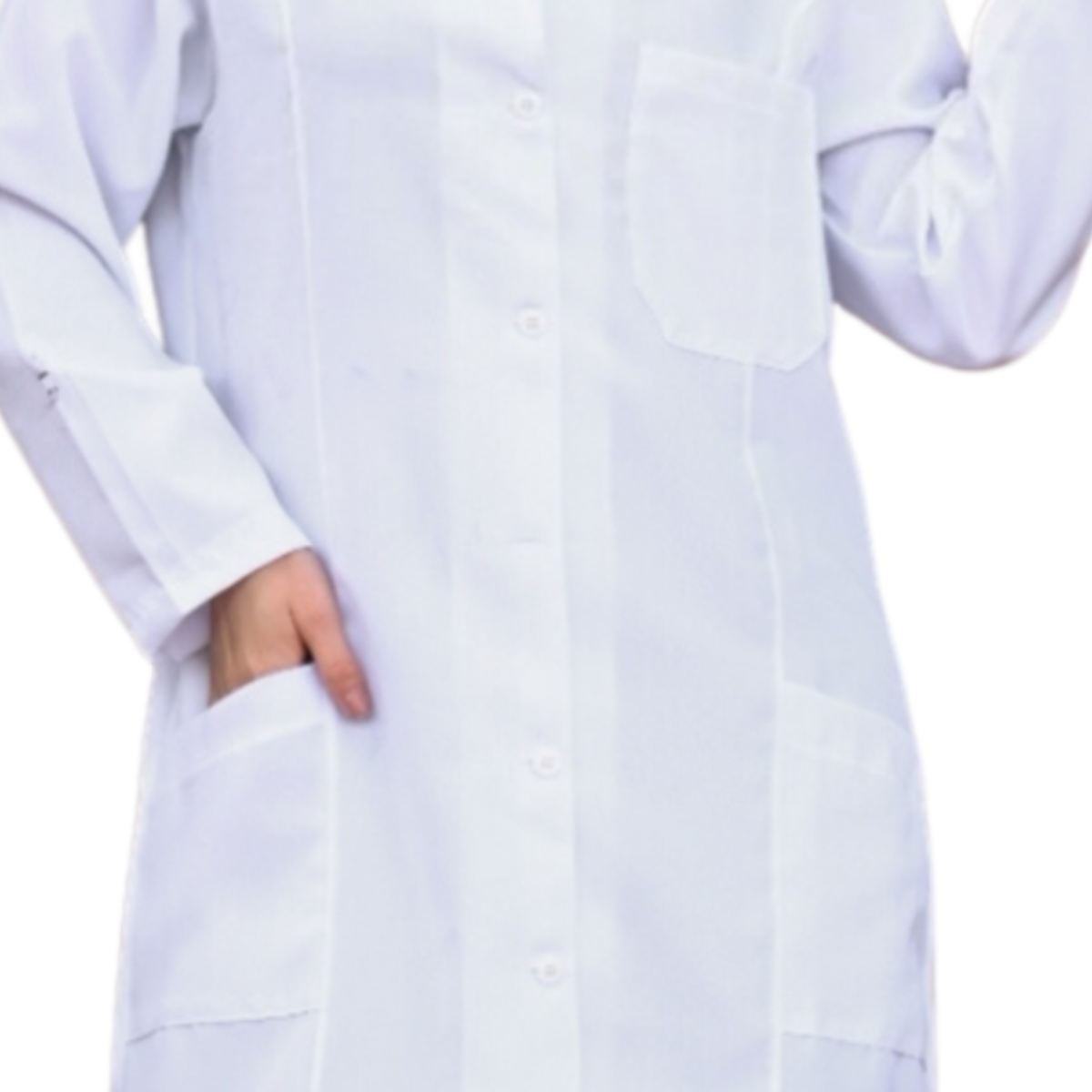 Jaleco Feminino Branco com Botão Manga Longa