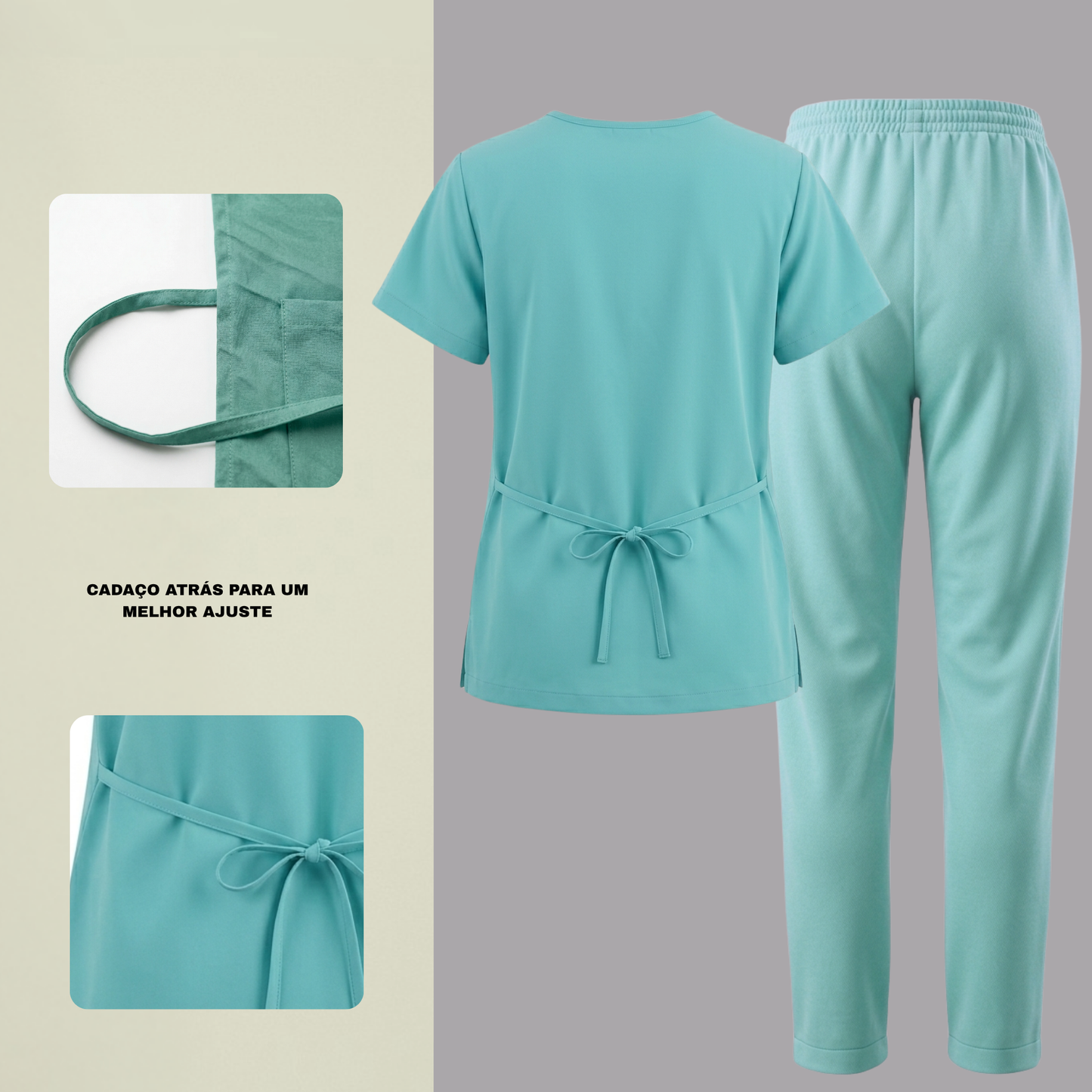 Scrub Conjunto Hospitalar Unissex Verde Água Tecido Premium