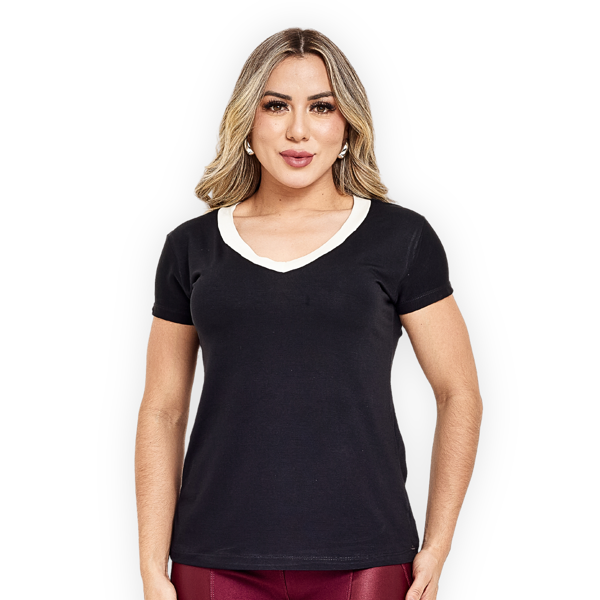 Blusa Gola V Bicolor