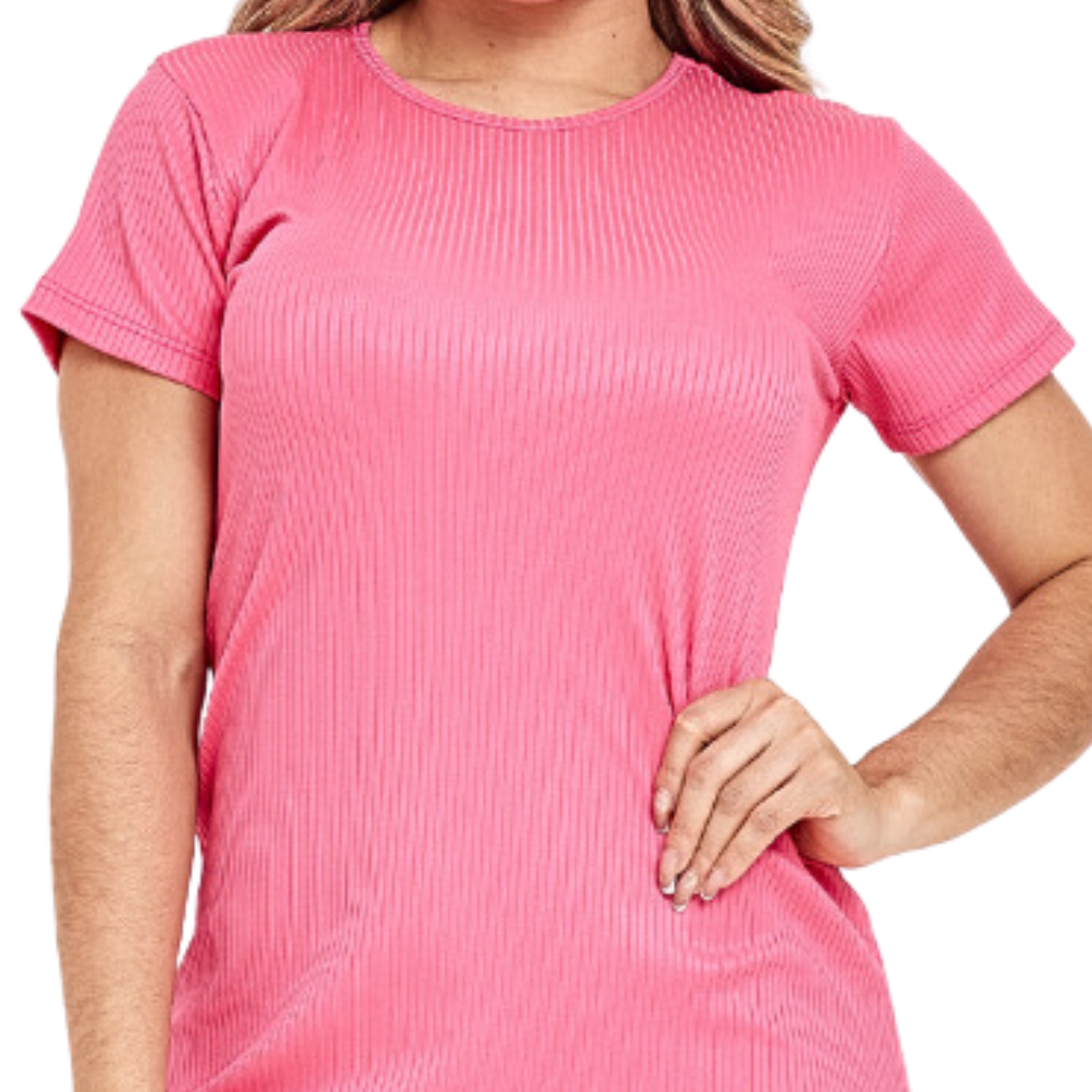 Vestido Canelado Longo com Fenda Lateral