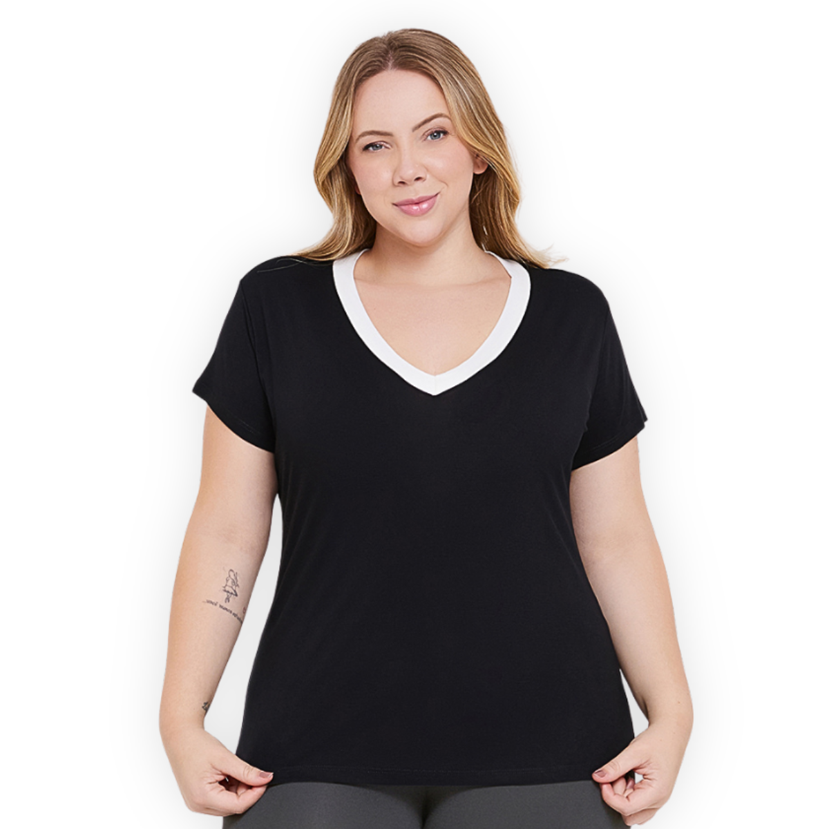 Blusa Gola V Bicolor Plus Size