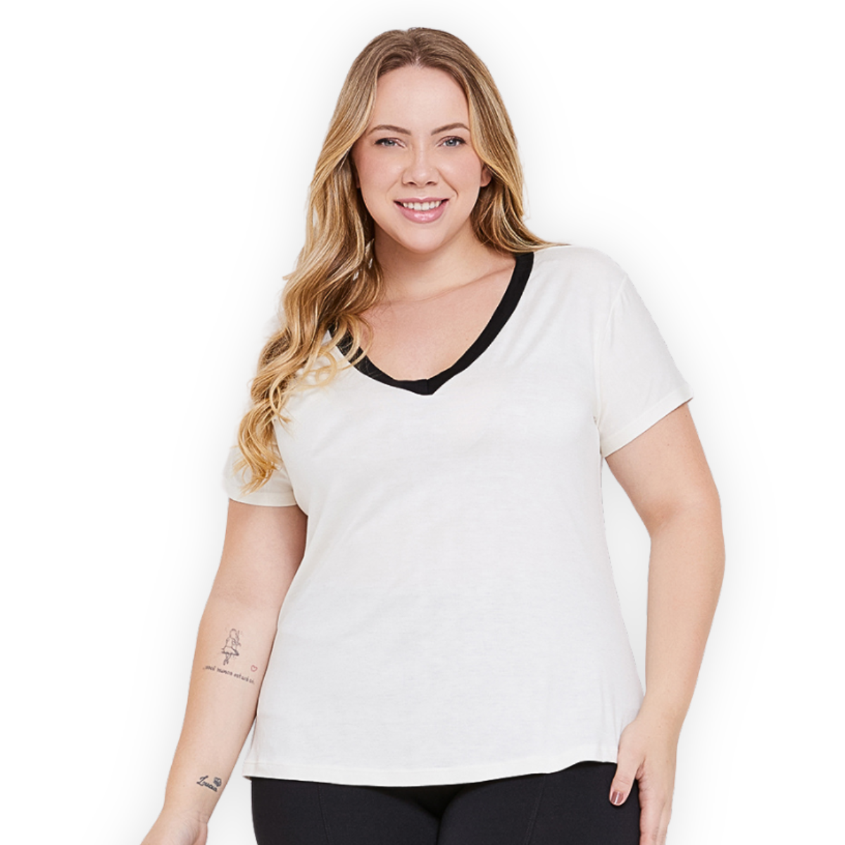 Blusa Gola V Bicolor Plus Size