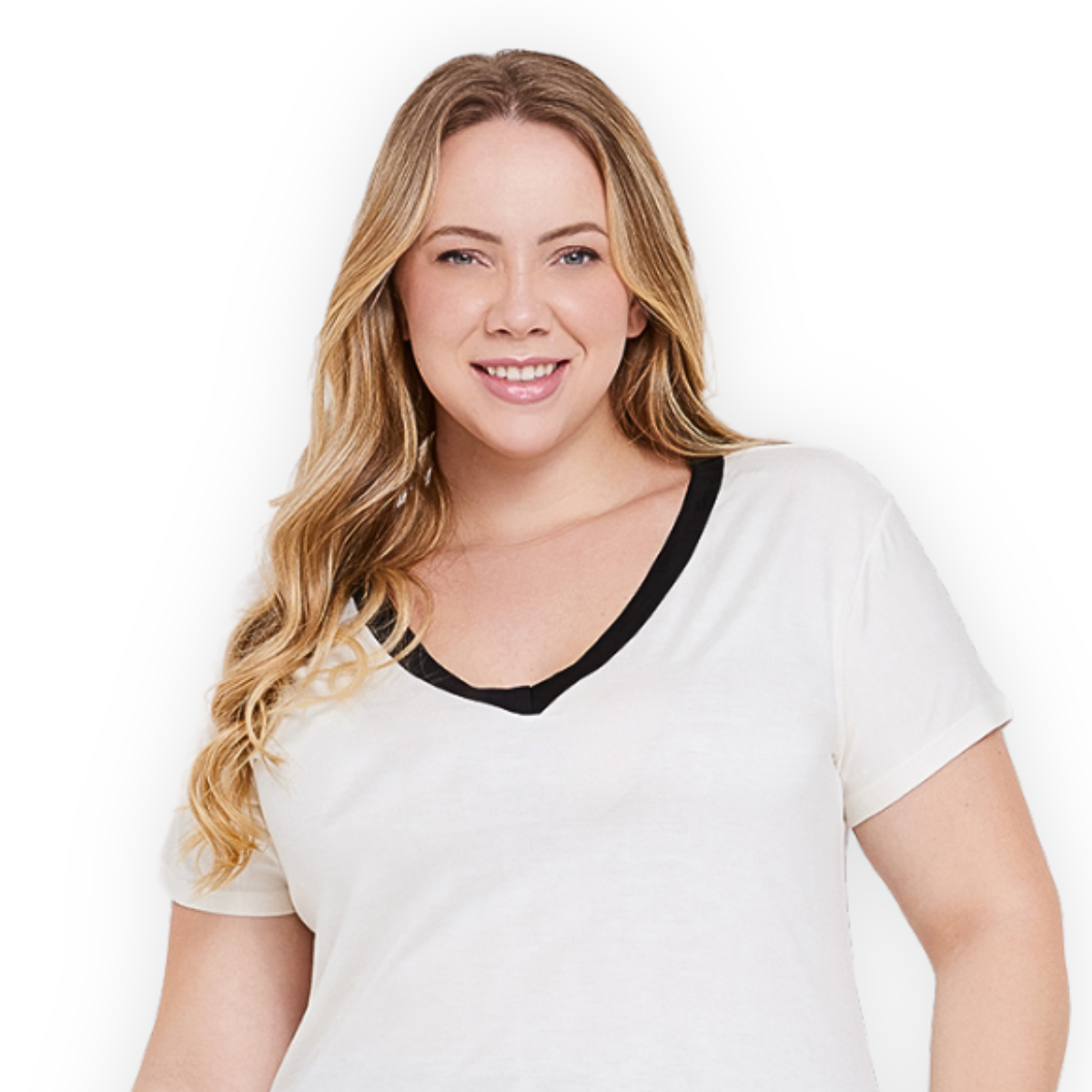 Blusa Gola V Bicolor Plus Size
