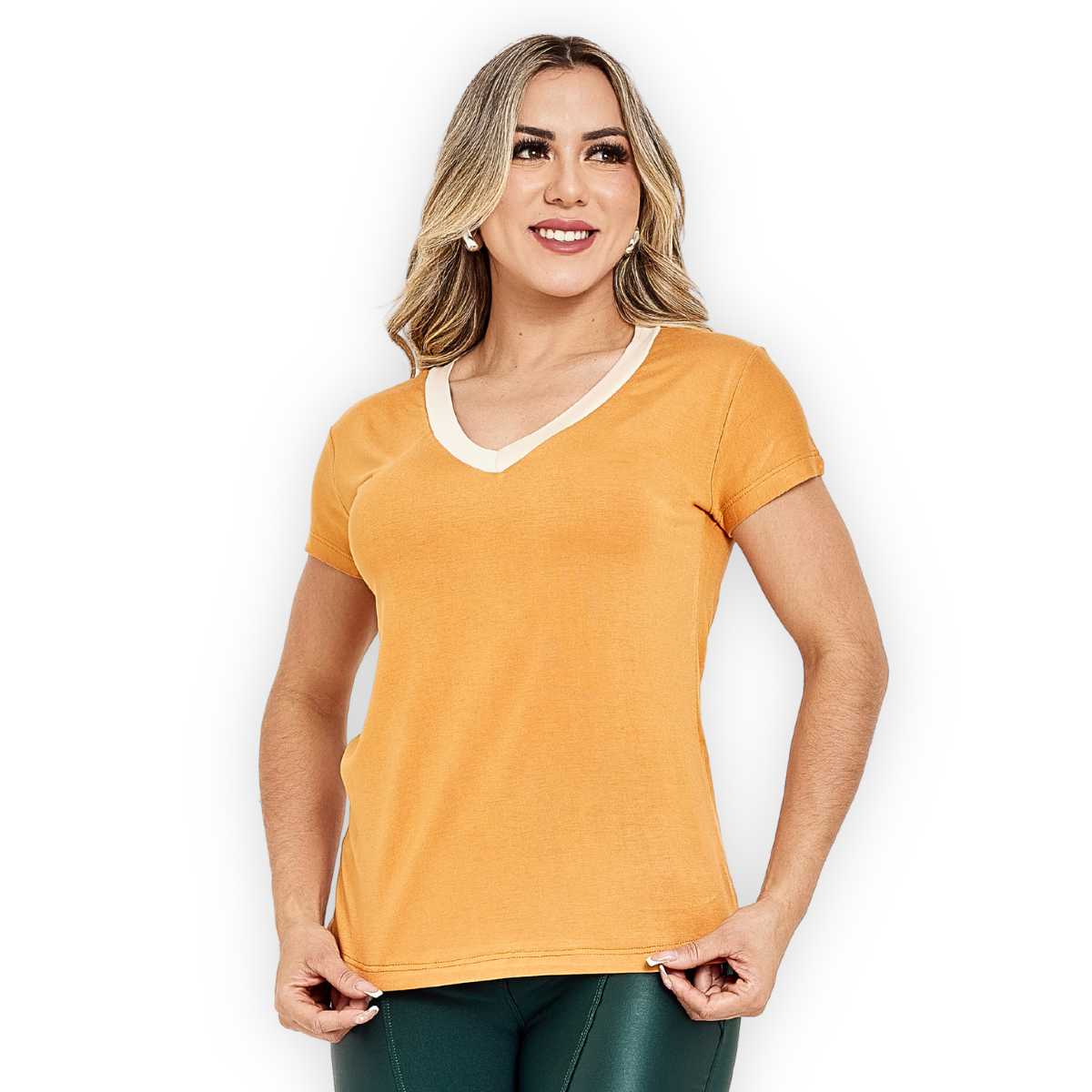 Blusa Gola V Bicolor