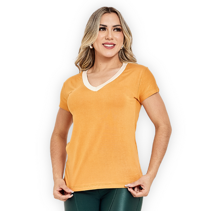 Blusa Gola V Bicolor