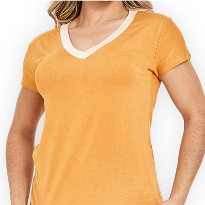 Blusa Gola V Bicolor