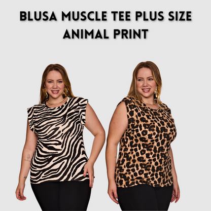 Blusa Muscle Tee Estampado Plus Size