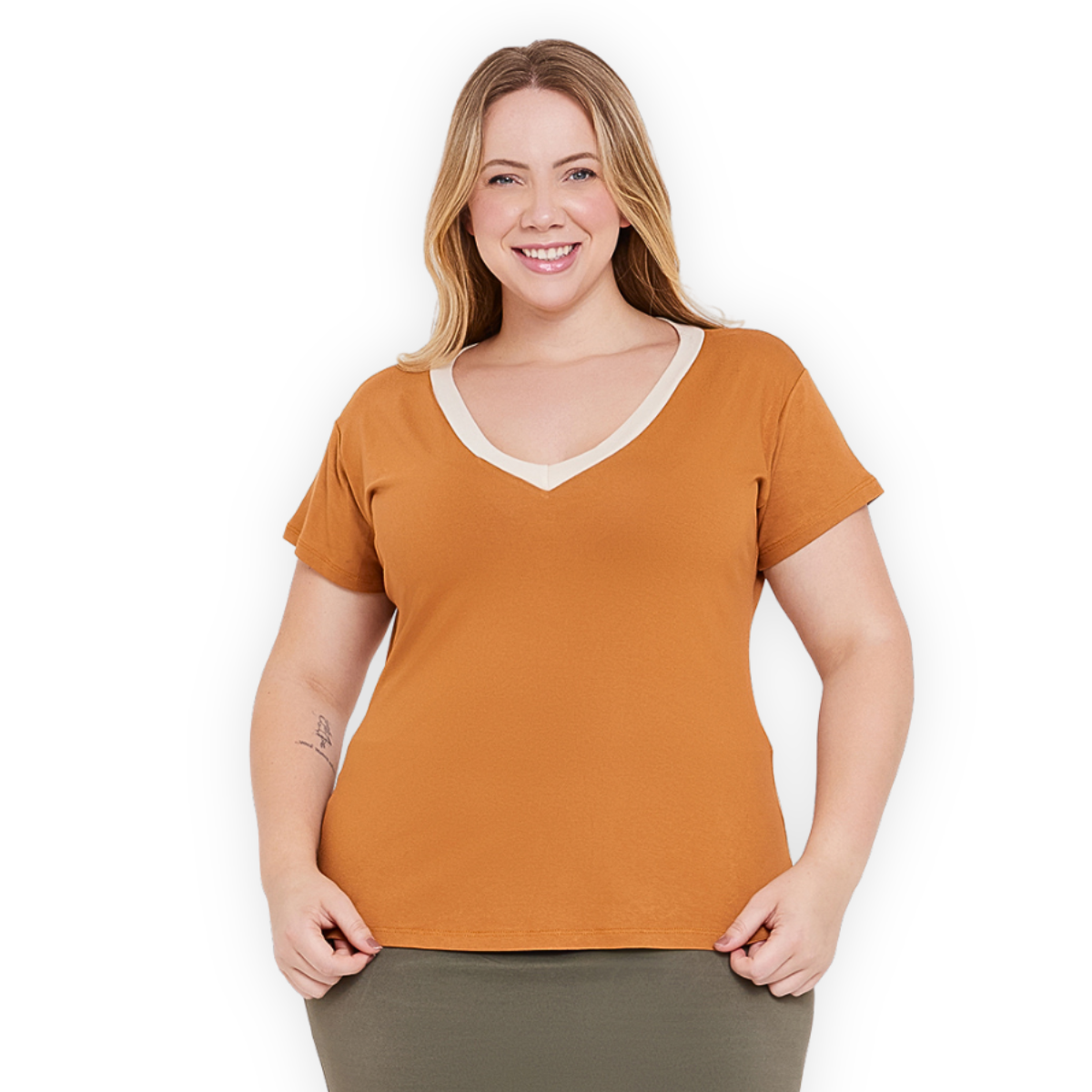 Blusa Gola V Bicolor Plus Size
