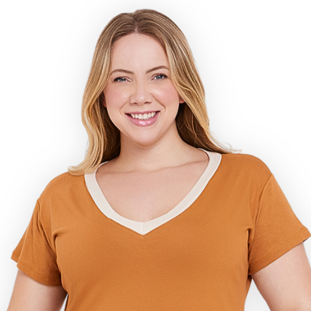 Blusa Gola V Bicolor Plus Size