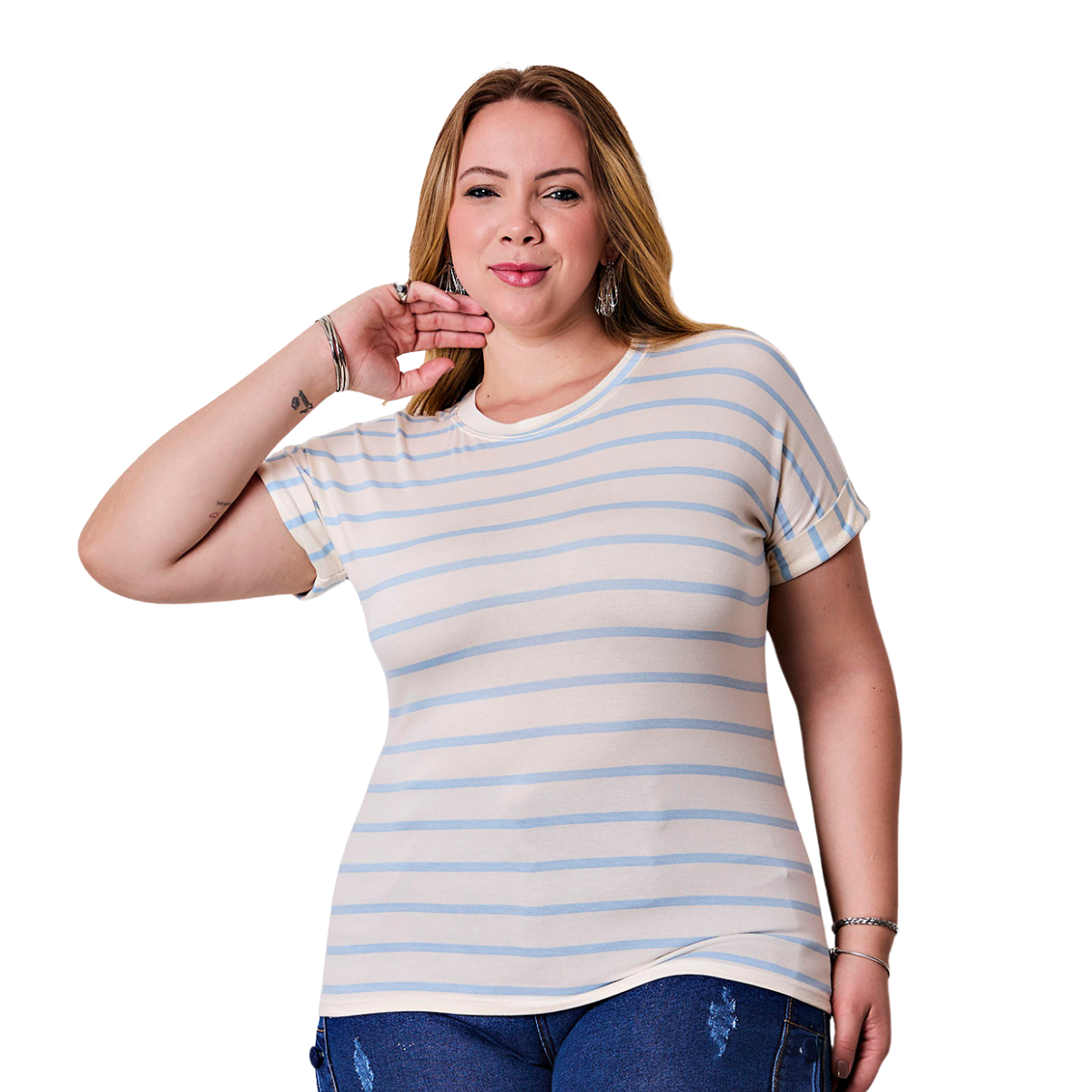 Blusa Listrada Plus Size