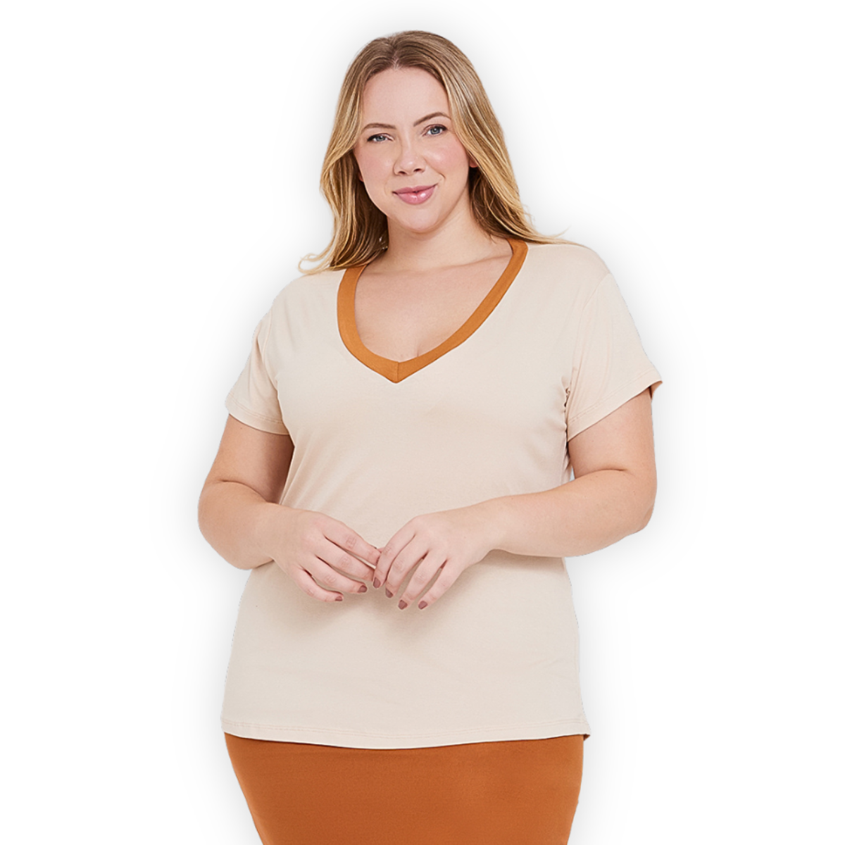 Blusa Gola V Bicolor Plus Size