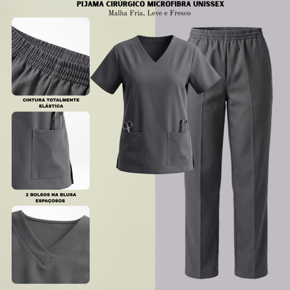 Scrub Conjunto Hospitalar Unissex Cinza Tecido Premium