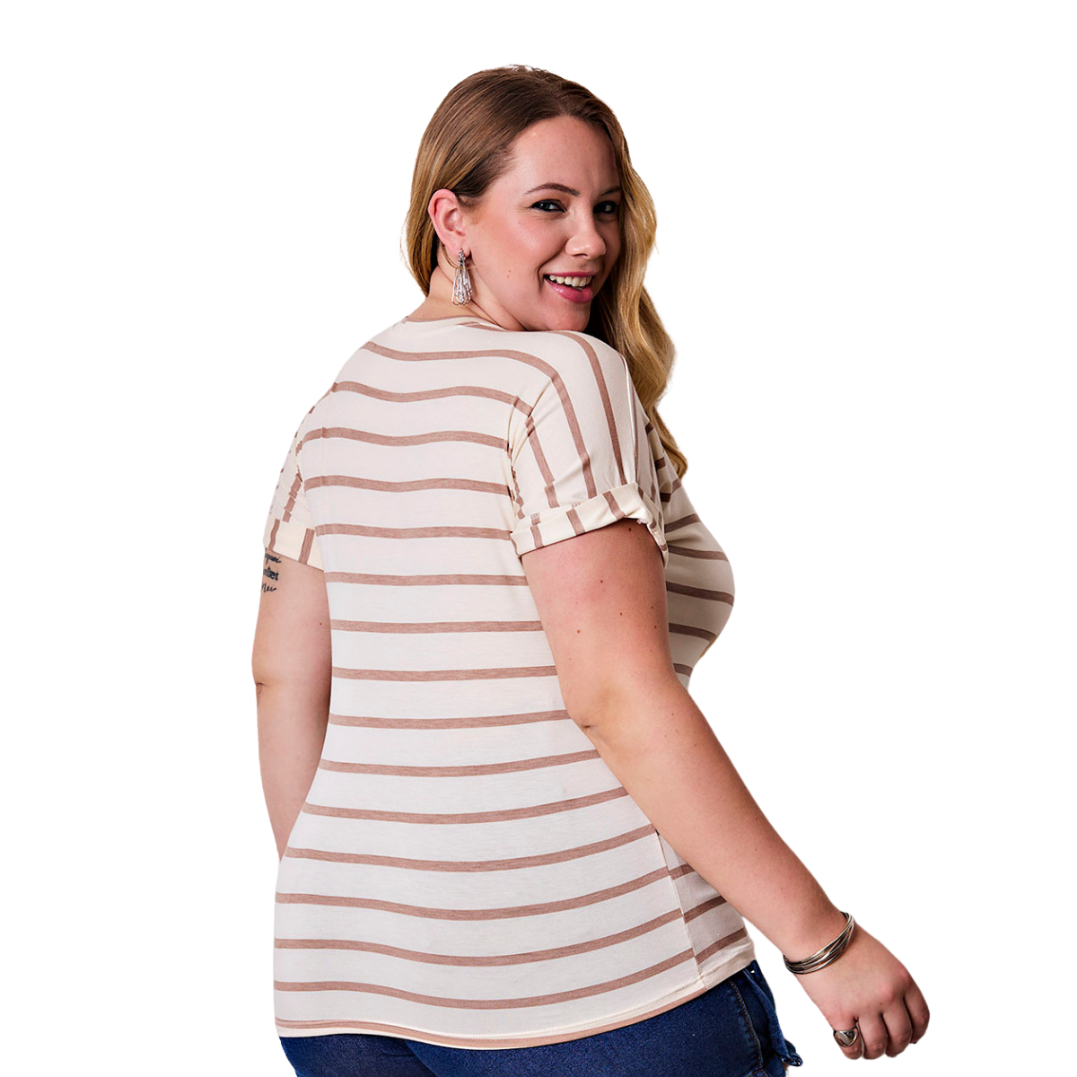 Blusa Listrada Plus Size