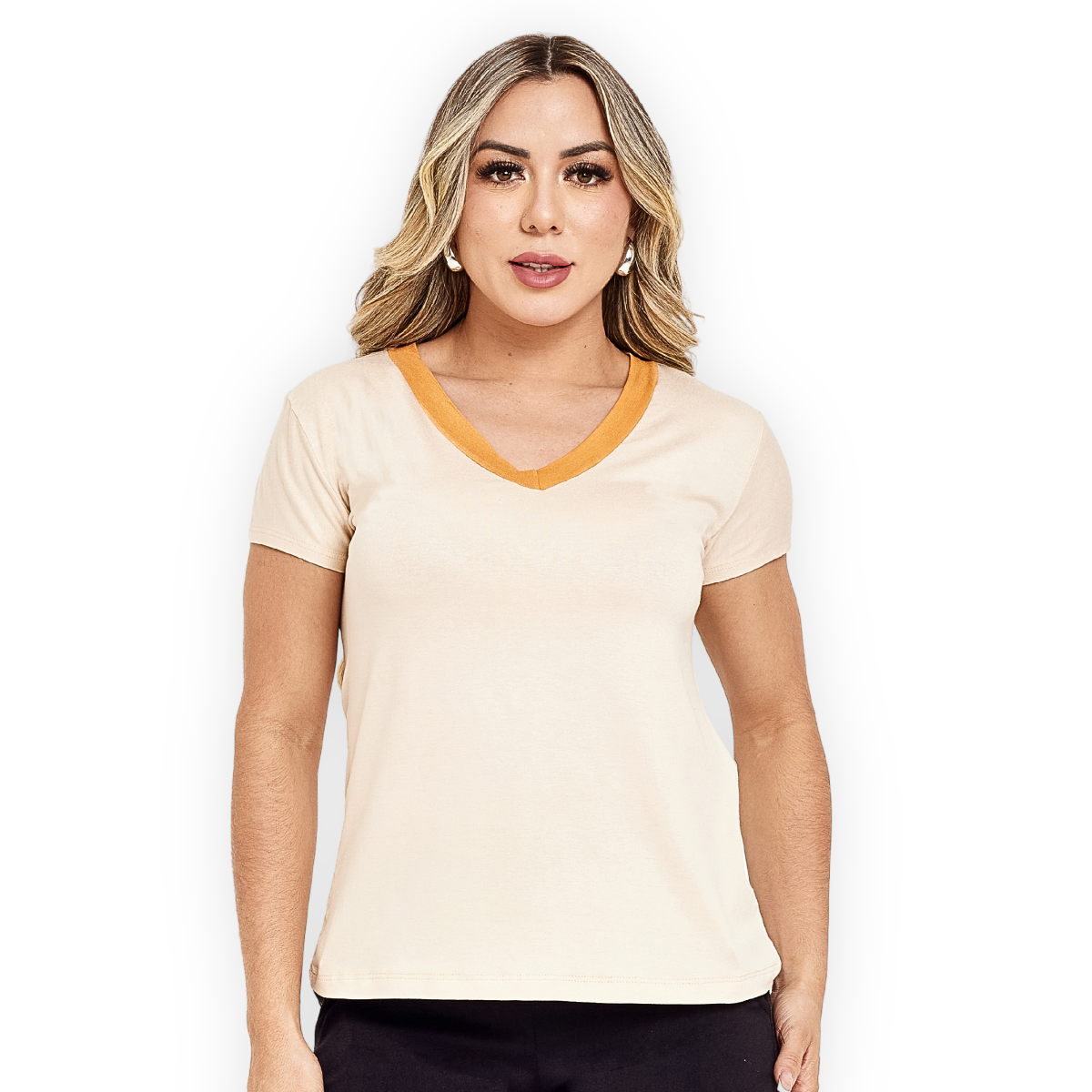 Blusa Gola V Bicolor