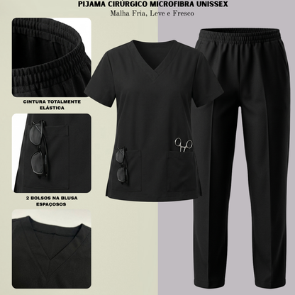Scrub Conjunto Hospitalar Unissex Preto Tecido Premium