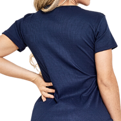 Vestido Canelado Longo com Fenda Lateral