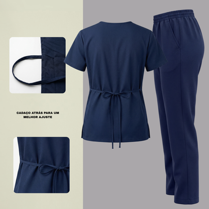 Scrub Conjunto Hospitalar Unissex Azul Marinho Tecido Premium