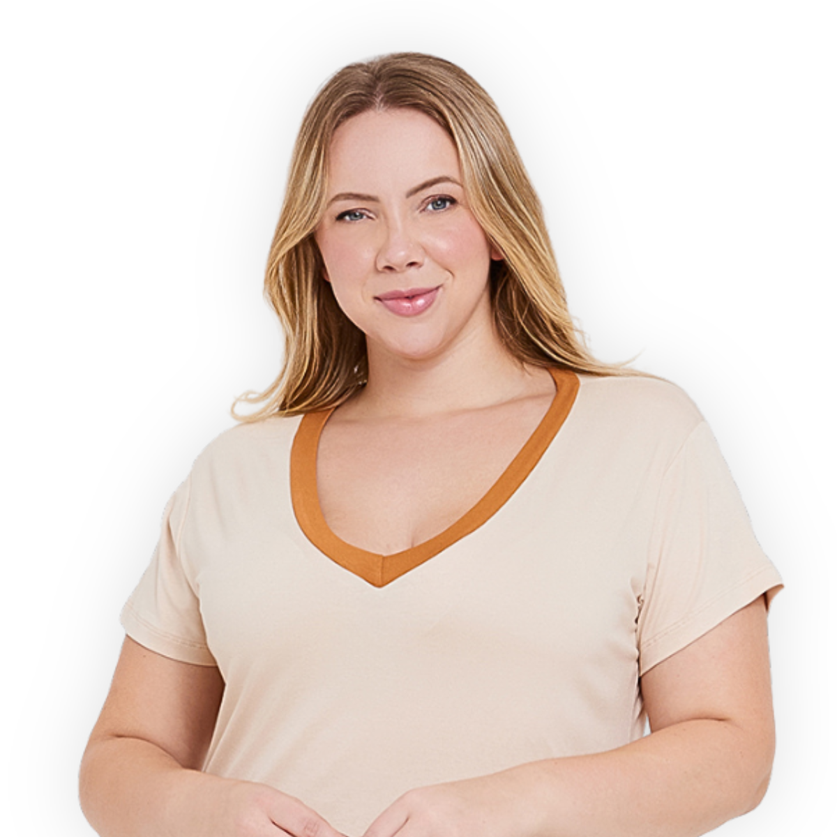 Blusa Gola V Bicolor Plus Size