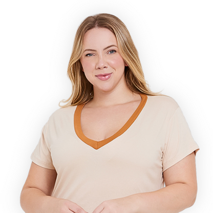 Blusa Gola V Bicolor Plus Size