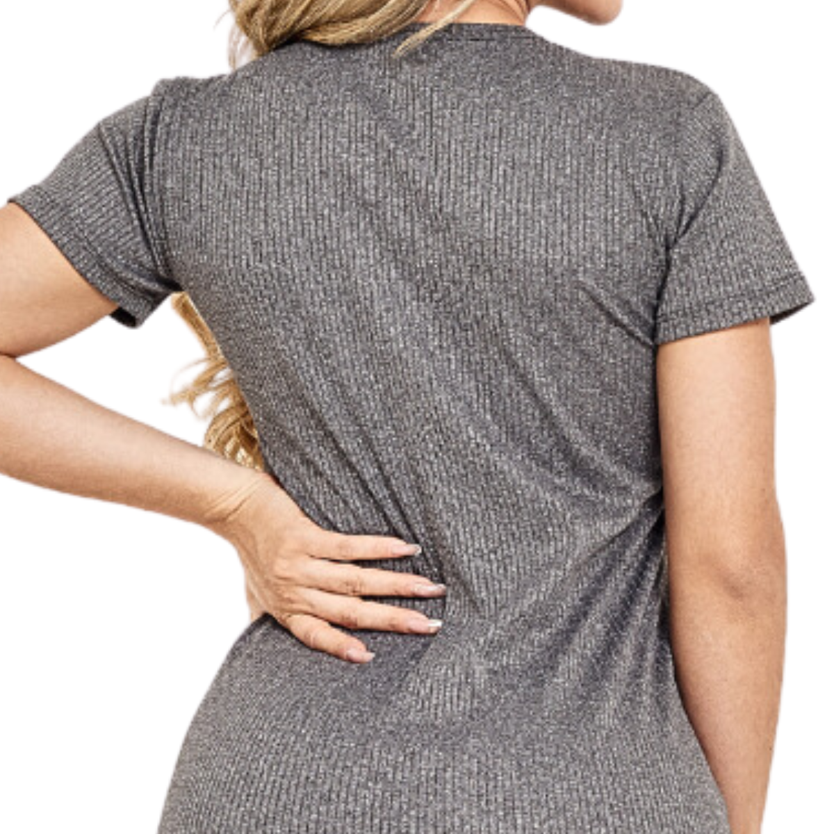 Vestido Canelado Longo com Fenda Lateral