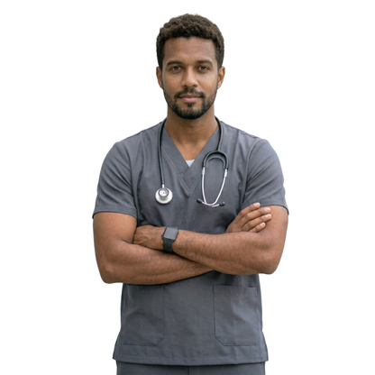 Blusa Scrub Pijama Cirúrgico Masculino Cinza