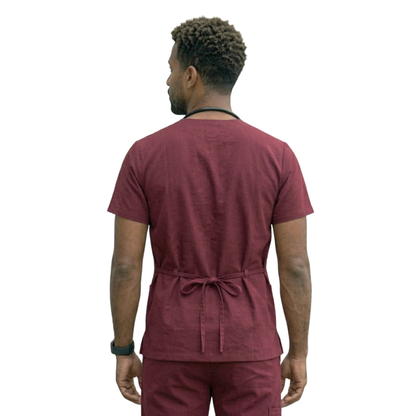 Blusa Scrub Pijama Cirúrgico Masculino Bordô