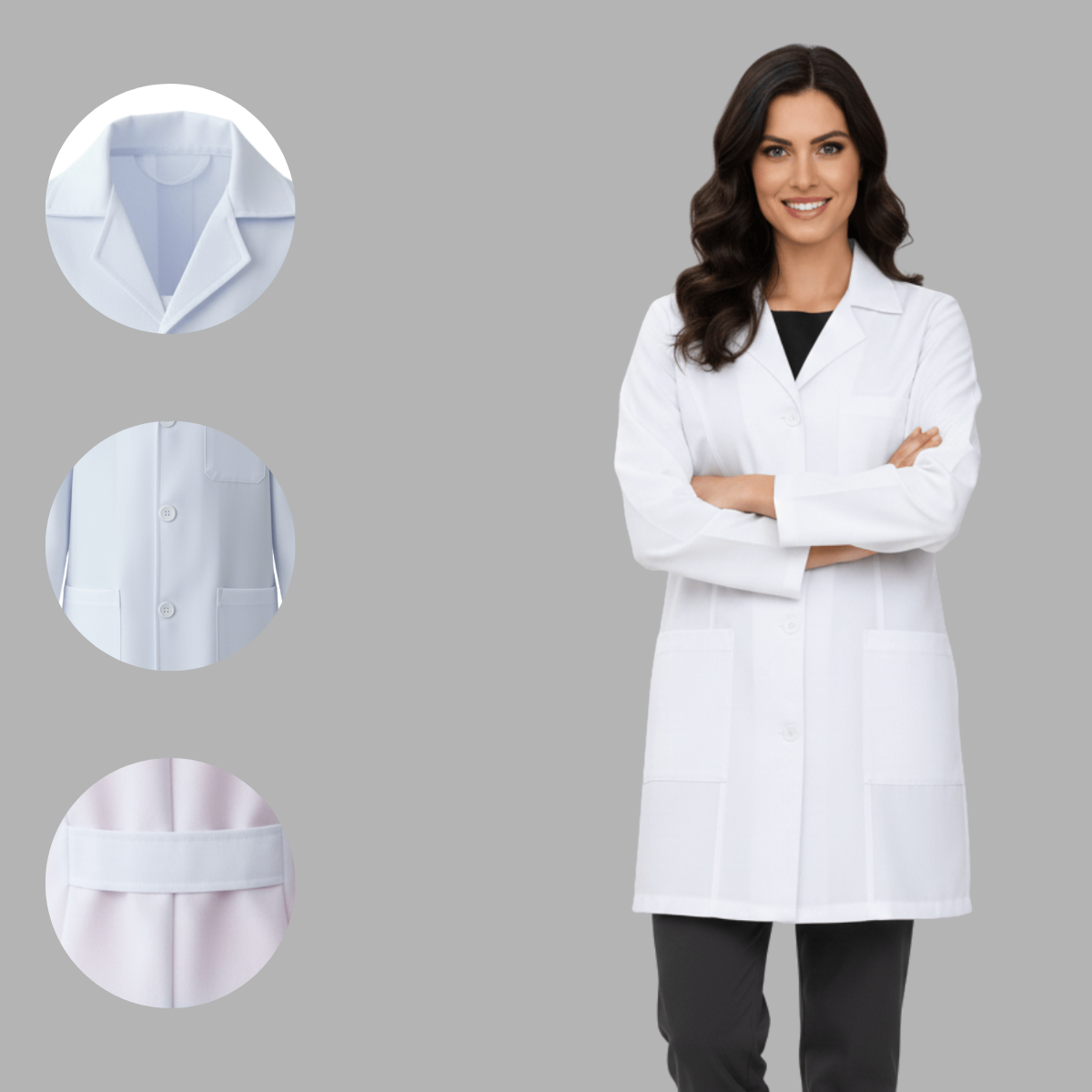 Jaleco Feminino Branco com Botão Manga Longa