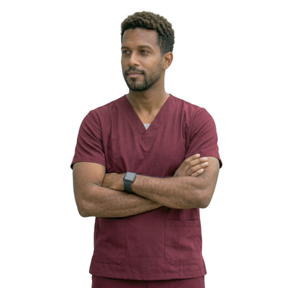 Blusa Scrub Pijama Cirúrgico Masculino Bordô