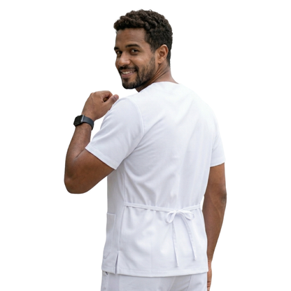 Blusa Scrub Pijama Cirúrgico Masculino Branco