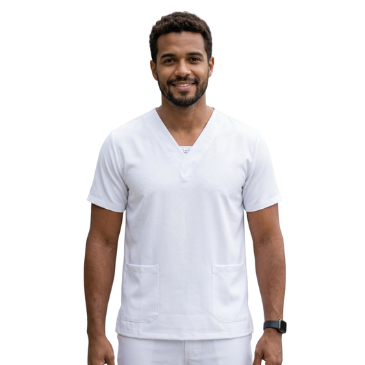 Blusa Scrub Pijama Cirúrgico Masculino Branco