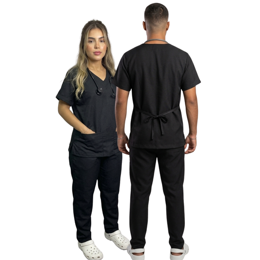Scrub Conjunto Hospitalar Unissex Preto Tecido Premium