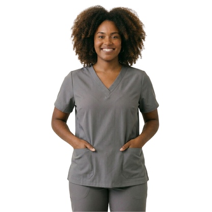 Blusa Scrub Pijama Cirúrgico Feminino Cinza