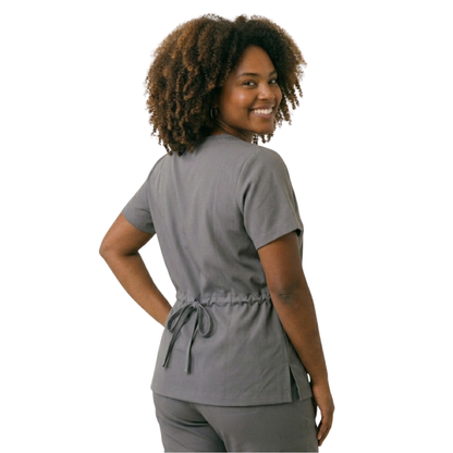 Blusa Scrub Pijama Cirúrgico Feminino Cinza