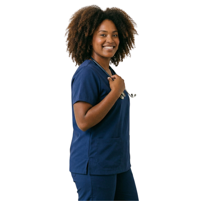 Blusa Scrub Pijama Cirúrgico Feminino Azul Marinho
