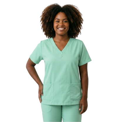 Blusa Scrub Pijama Cirúrgico Feminino Verde Água