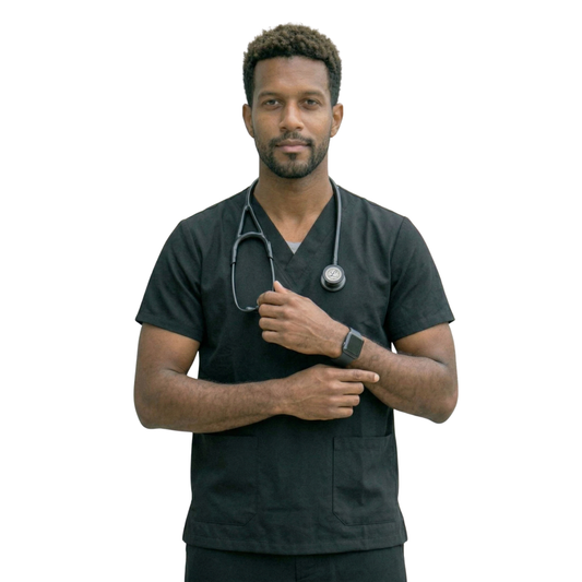 Blusa Scrub Pijama Cirúrgico Masculino Preto