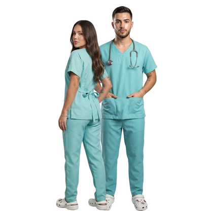 Scrub Conjunto Hospitalar Unissex Verde Água Tecido Premium