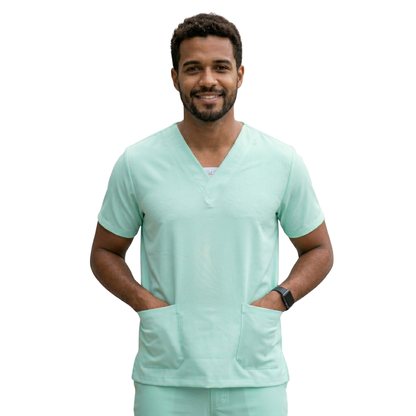Blusa Scrub Pijama Cirúrgico Masculino Verde Água