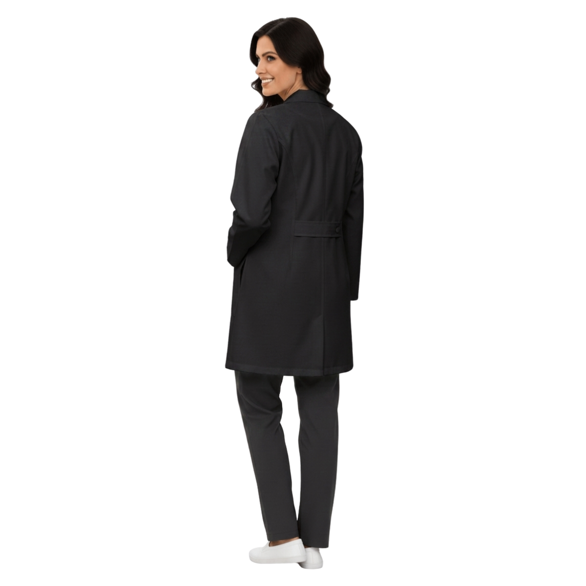 Jaleco Feminino Preto com Botão Manga Longa