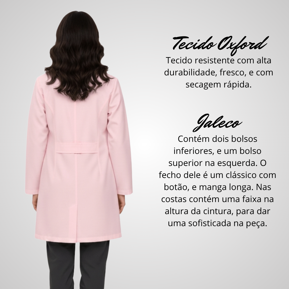 Jaleco Feminino Rosa com Botão Manga Longa
