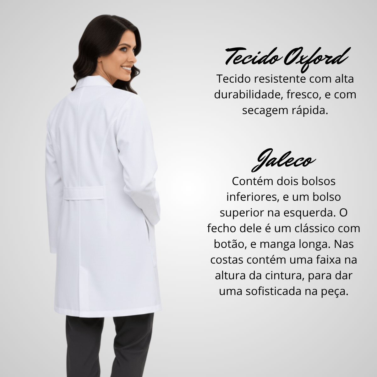 Jaleco Feminino Branco com Botão Manga Longa