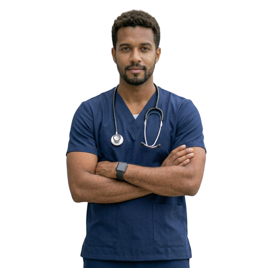 Blusa Scrub Pijama Cirúrgico Masculino Azul Marinho