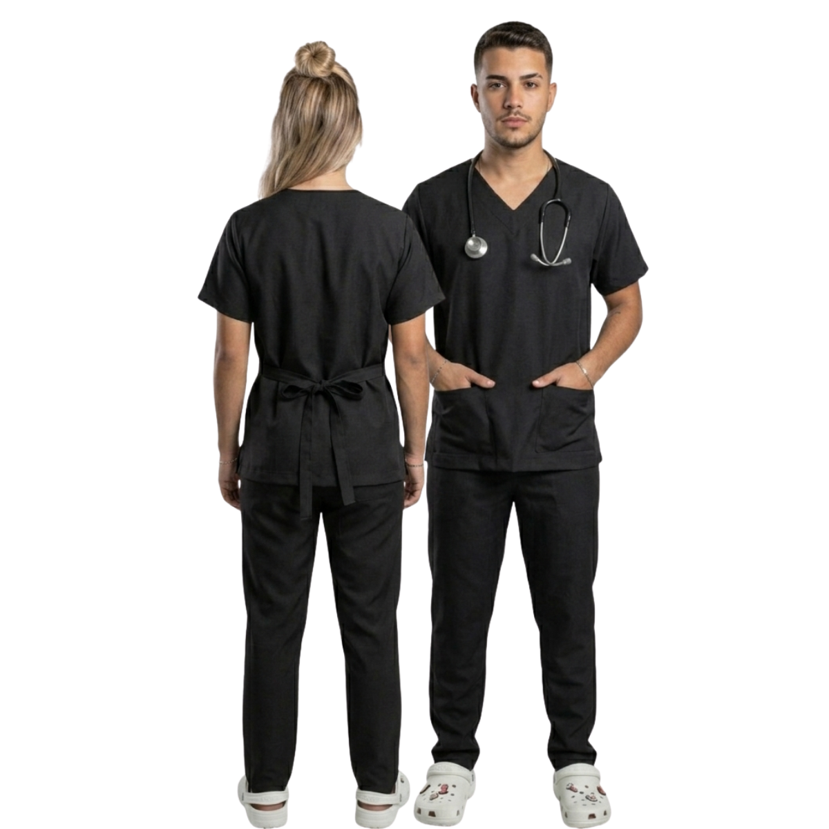 Scrub Conjunto Hospitalar Unissex Preto Tecido Premium