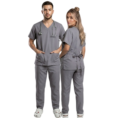 Scrub Conjunto Hospitalar Unissex Cinza Tecido Premium