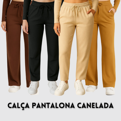 Calça Pantalona Canelada