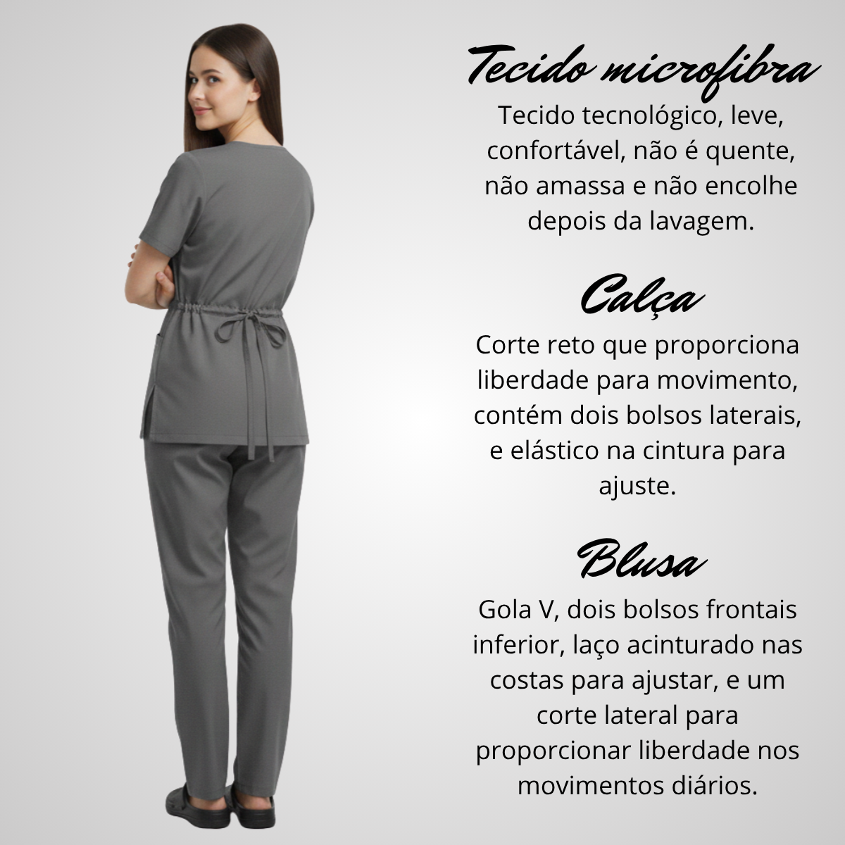 Scrub Pijama Cirúrgico Feminino Cinza