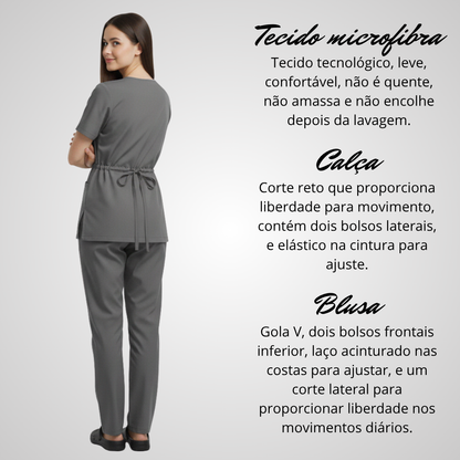 Scrub Pijama Cirúrgico Feminino Cinza