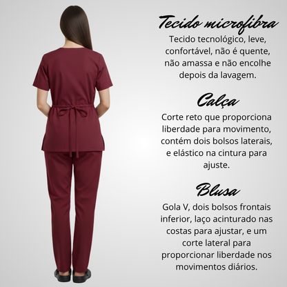 Scrub Pijama Cirúrgico Feminino Bordô