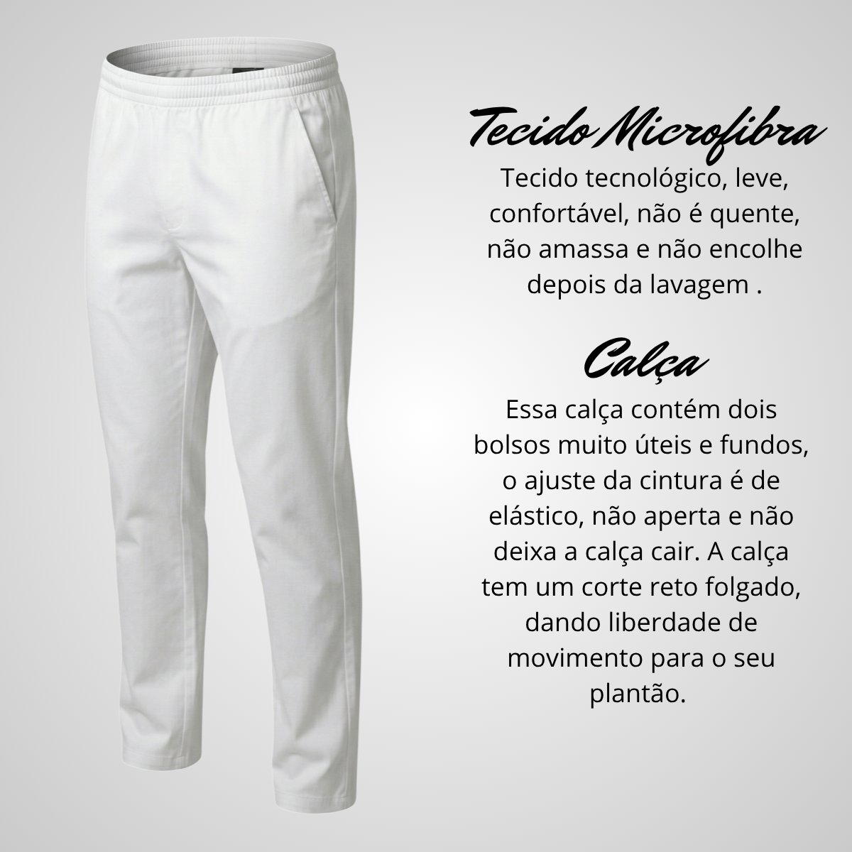 Calça Scrub Pijama Cirúrgico Masculino Branco