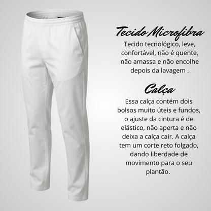 Calça Scrub Pijama Cirúrgico Masculino Branco